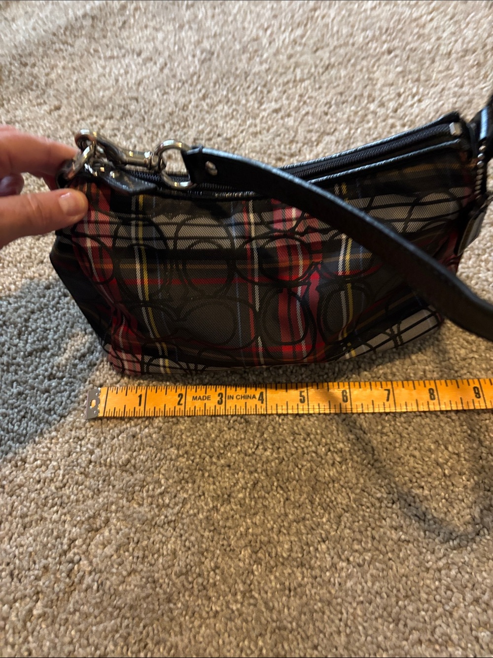 Coach Plaid Signature clutch in Red and Black